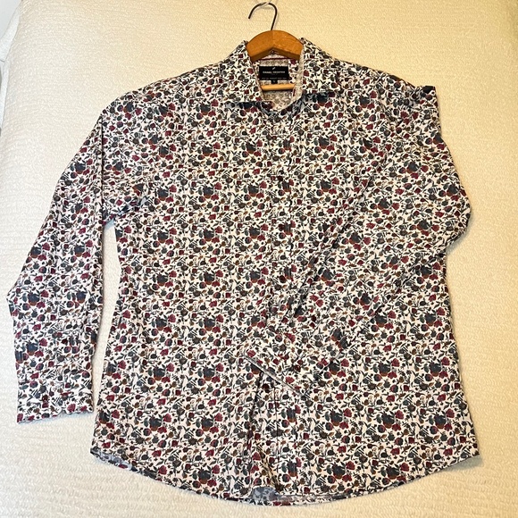 Daniel Hechter Paris Men’s Shirt L – Modern Fit Floral Print Non-Iron - Picture 1 of 11